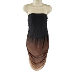 Fashion Nova Strapless Ombre Brown Dress